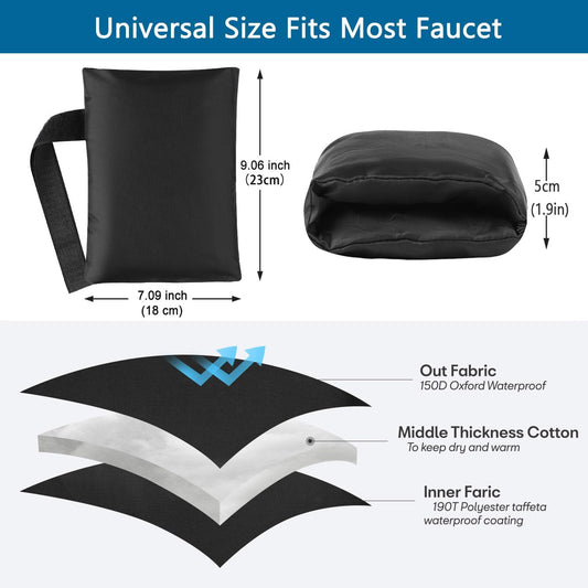 Outdoor Faucet Cover,Garden Faucet Socks for Winter Freeze Protection,7.09" W x 9.06" L, Waterproof Insulated V1258-DP02-A-39