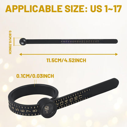 3-Pack Ring Sizer Measuring Tool with Magnifier, 1-17 USA Ring Size Measurer - Reusable Ring Finger Sizer V1258-DP02-A-391