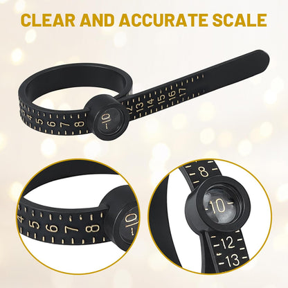 3-Pack Ring Sizer Measuring Tool with Magnifier, 1-17 USA Ring Size Measurer - Reusable Ring Finger Sizer V1258-DP02-A-391