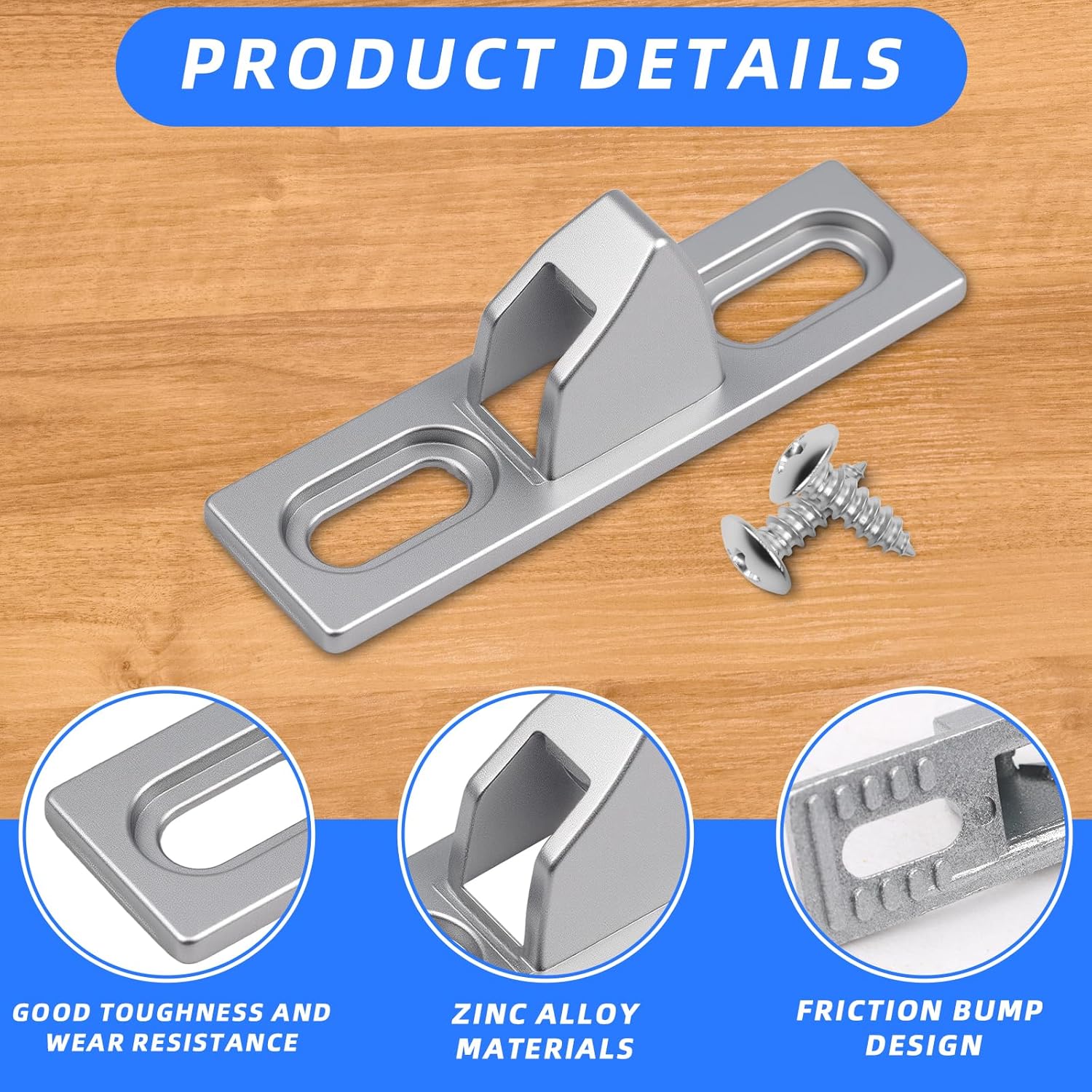 2-Pack Sliding Door Keeper - Chrome Plated Sliding Glass Lock with mounting Screws Slide Sliding Door Lock V1258-DP02-A-395