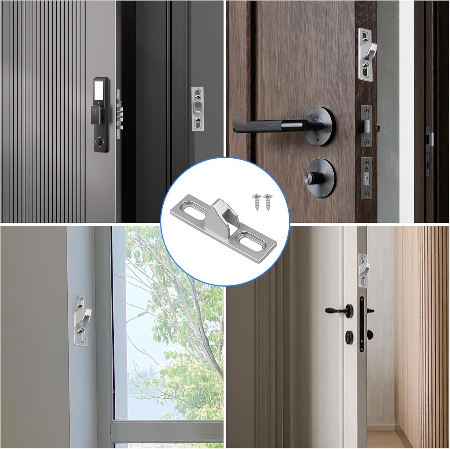 2-Pack Sliding Door Keeper - Chrome Plated Sliding Glass Lock with mounting Screws Slide Sliding Door Lock V1258-DP02-A-395