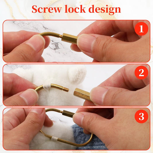 2-Pack Gold Brass Screw Lock Keychains with 4 Rings, Gold Carabiner Key Ring Keychain - 2 Sizes Keychain Clip V1258-DP02-A-398