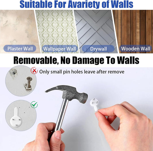 70PCS Non-Mark Hooks - Plastic Non-Trace Wall Picture Hooks - Photo Frame Traceless Hook Invisible Concrete V1258-DP02-A-405