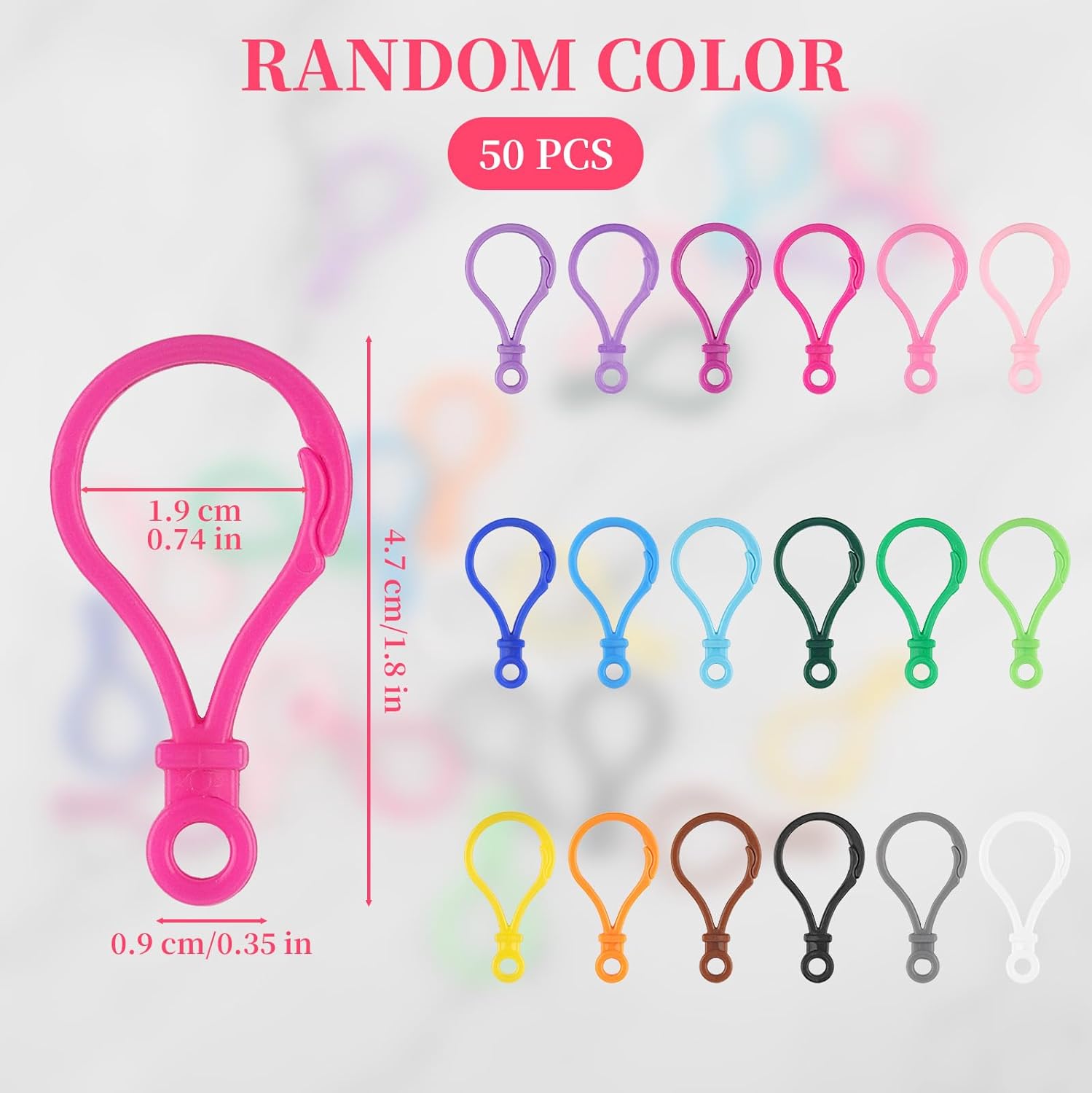 50Pcs Plastic Keychain Clips - Multicolor Lobster Claw Clasps Keychain Rings - Backpack Key Chain Hooks for V1258-DP02-A-406