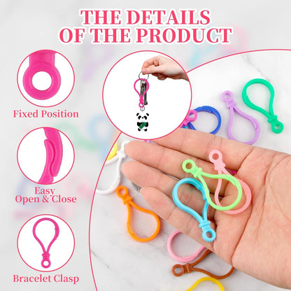 50Pcs Plastic Keychain Clips - Multicolor Lobster Claw Clasps Keychain Rings - Backpack Key Chain Hooks for V1258-DP02-A-406