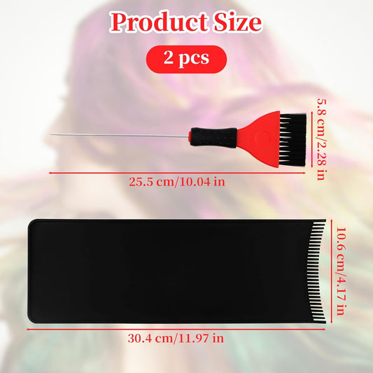 Balayage Board with Teeth - 2-Pack Black Balayage Highlighting Paddle & Hair Dye Comb Brush Hair Highlighting V1258-DP02-A-407