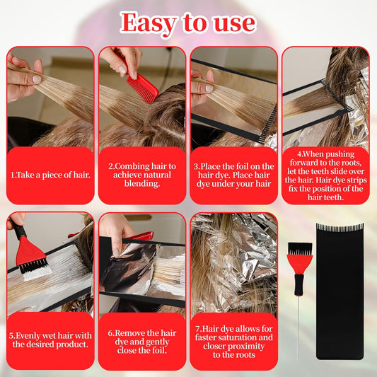 Balayage Board with Teeth - 2-Pack Black Balayage Highlighting Paddle & Hair Dye Comb Brush Hair Highlighting V1258-DP02-A-407
