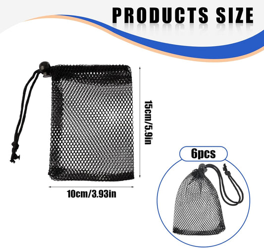 6Pcs Small Mesh Drawstring Bags - 6'' x 4'' Breathable Nylon Storage Bags for Travel, Underwear, Toys - V1258-DP02-A-409