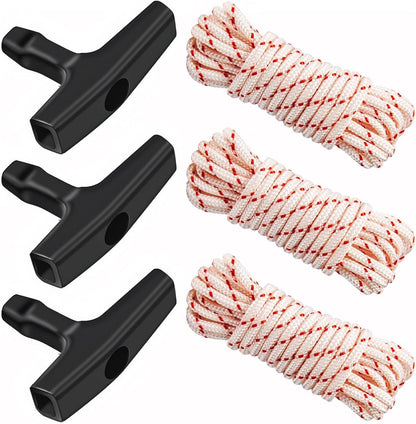 3 Pack, 10 ft x 9/64" (3.5mm) Pull Cord Rope with Handle, Premium Starter Rope with High Tensile Strength, V1258-DP02-A-41
