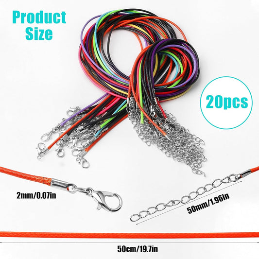 20Pcs Leather Necklace Cord with Clasps, Black & Multicolor Rope Necklace String, Necklace Cords for V1258-DP02-A-411