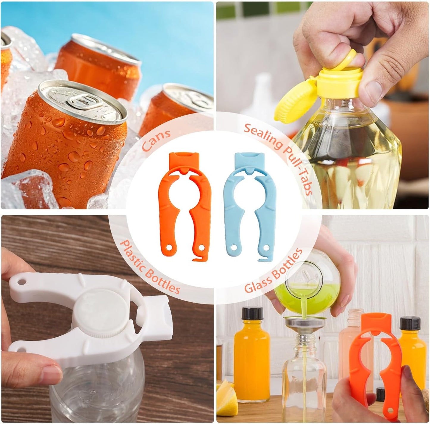 4-Pack Bottle Cap Opener - 3 in 1 Multi-Purpose Water Bottle Openers for Weak Hands, Seniors, Elderly - V1258-DP02-A-413