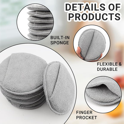 6Pcs 5'' Wax & Oil Applicator Pads - Reusable Microfiber Cleaning Pad - Scratch-Free Sponge Pads for Cutting V1258-DP02-A-417
