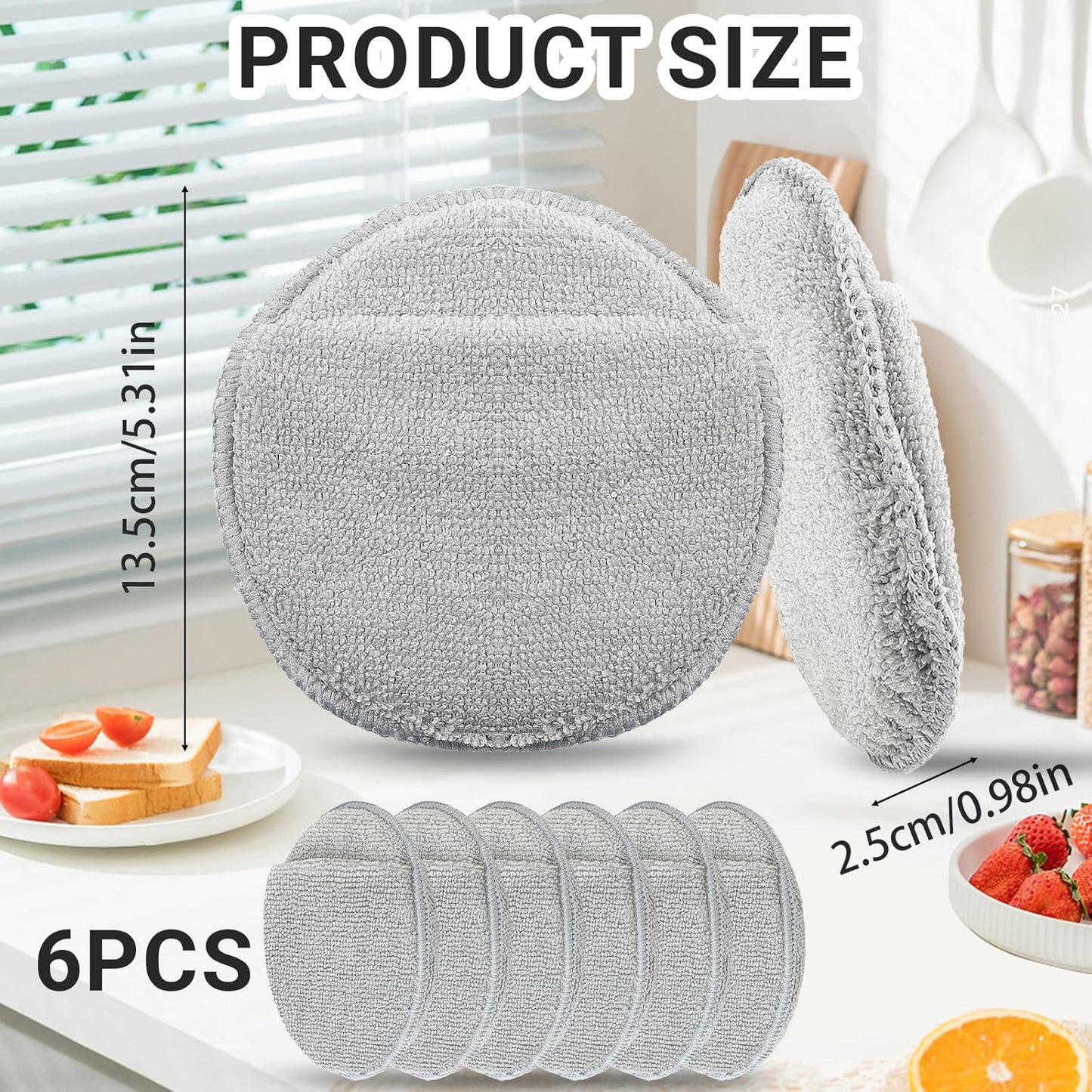6Pcs 5'' Wax & Oil Applicator Pads - Reusable Microfiber Cleaning Pad - Scratch-Free Sponge Pads for Cutting V1258-DP02-A-417