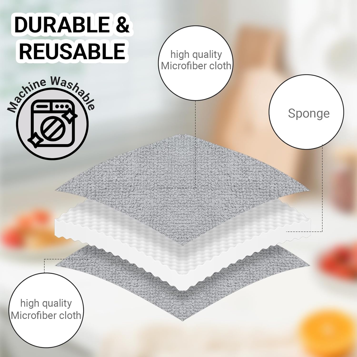 6Pcs 5'' Wax & Oil Applicator Pads - Reusable Microfiber Cleaning Pad - Scratch-Free Sponge Pads for Cutting V1258-DP02-A-417