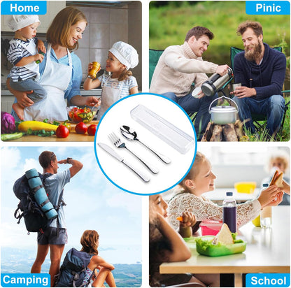 Travel Utensils With Case, Stainless Steel Reusable Portable Utensils Set With Case, Travel Silverware Set V1258-DP02-A-42