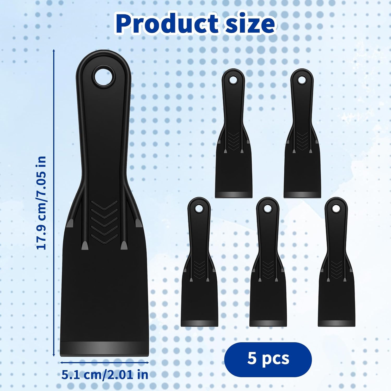 5-Pack Putty Knife - 2 Inch Black Plastic Putty Knife - Flexible Plastic Paint Scraper Tool for Repairing V1258-DP02-A-423