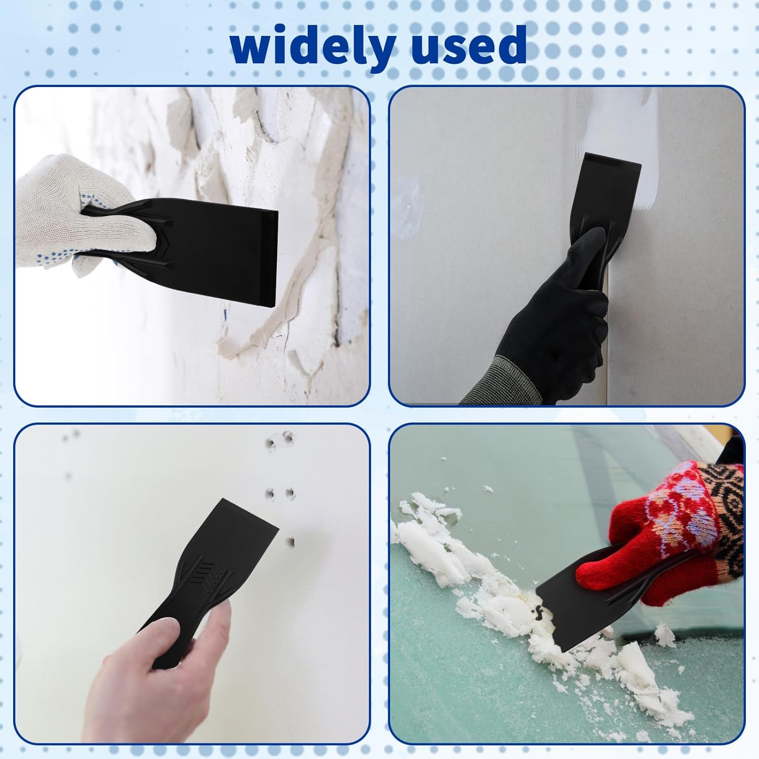 5-Pack Putty Knife - 2 Inch Black Plastic Putty Knife - Flexible Plastic Paint Scraper Tool for Repairing V1258-DP02-A-423