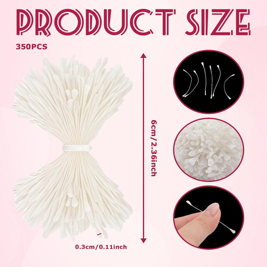 350Pcs 3mm White Matte Double Heads Flower Stamen Pistil for Flower Making Scrapbook Decoration Handmade V1258-DP02-A-428