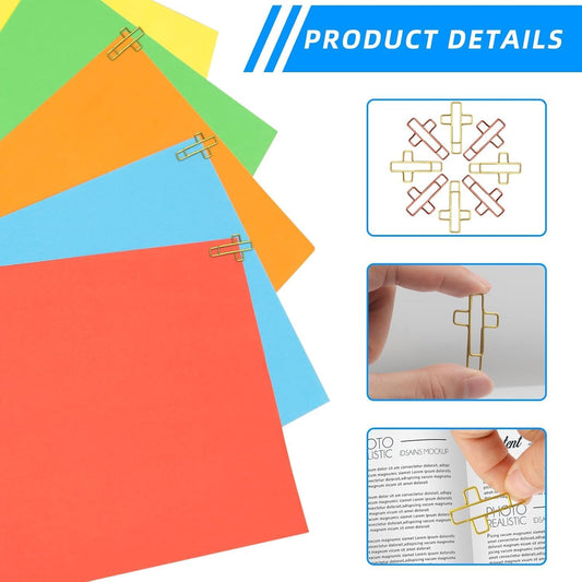 Cross Paper Clips - 20 Pack (Gold & Rose Gold) Bible & Journal Clips - Journaling Bookmarks Paperclips for V1258-DP02-A-429