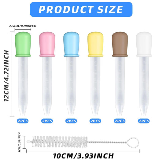 10 Pack 5ml Eye Droppers for Liquid + Cleaning Brush - Reusable Plastic Eye Dropper with Colorful Bulb Tip - V1258-DP02-A-430