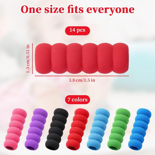 14-Pack Pencil Grips for Kids Handwriting - 7-Colored Foam Grip Tubing - 1.5 Inch Long Handwriting Pencil V1258-DP02-A-431