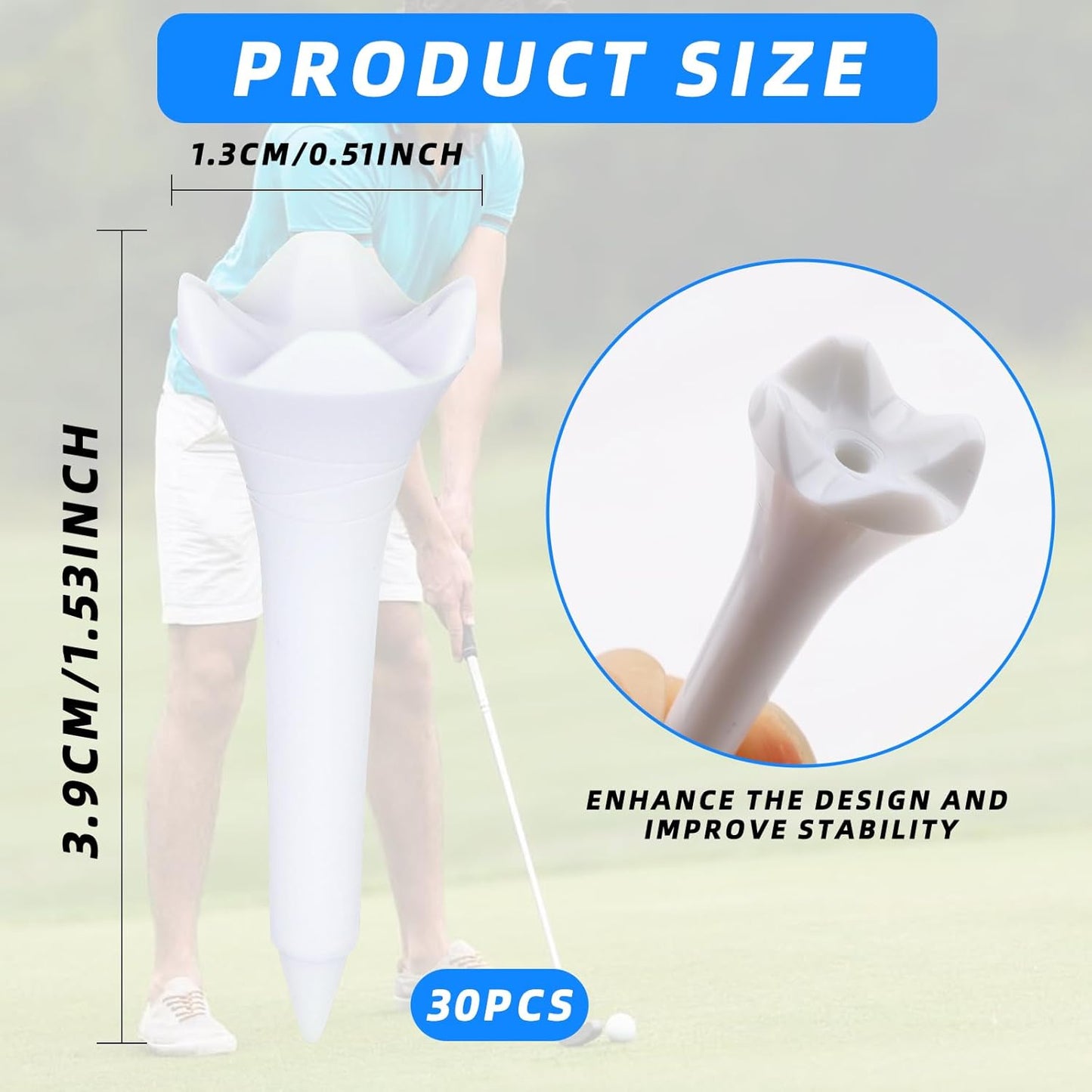 30PCS Plastic Golf Tees - 1-1/2'' Short Golf Tees - Enhanced Durability & Stability, Designed to Reduce V1258-DP02-A-433