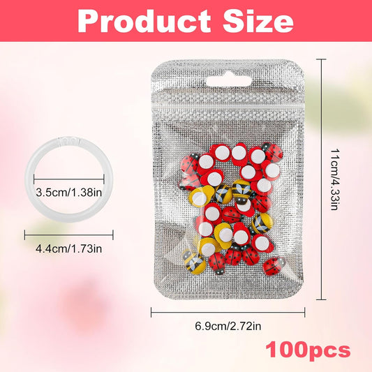 100PCS Diamond Painting Beads Storage Bags - 4.3'' x 2.7'' Small Reusable Ziplock Jewerly Bags Pouches for V1258-DP02-A-434