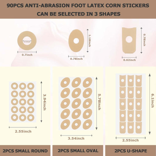 90Pcs Corn Cushions Callus Pads -4 Model Corn Pads for Feet, Soft Foam Callus Cushion Protectors, Self-Stick V1258-DP02-A-436