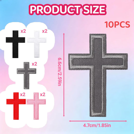 15PCS Iron on Cross Patches - Christian Cross Embroidery Iron on Patches for Clothes - Sew on Crosses V1258-DP02-A-438