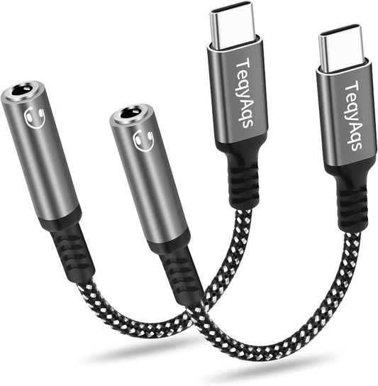 USB Type C to 3.5mm Female Headphone Jack Adapter, (2-Pack) USB C to Aux Audio Dongle Cable Cord Compatible V1258-DP02-A-44