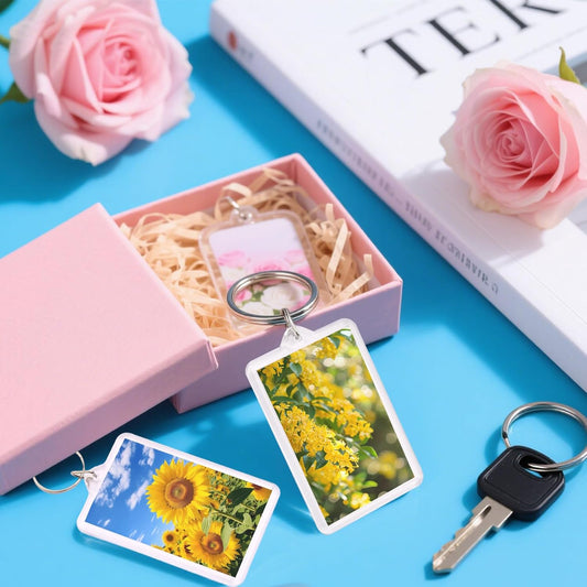 6-Pack Photo Keychain -2.75''x 1.97'' Acrylic Clear Keyrings Picture Frame Keychains - Double Sided Blank V1258-DP02-A-442