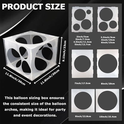 11 Holes Plastic Balloon Sizer Cube Box Collapsible 2-10 Inch Balloon Sizer Cube Boxs Size Measurement Tools V1258-DP02-A-445