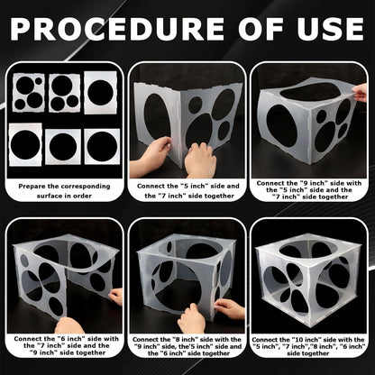 11 Holes Plastic Balloon Sizer Cube Box Collapsible 2-10 Inch Balloon Sizer Cube Boxs Size Measurement Tools V1258-DP02-A-445
