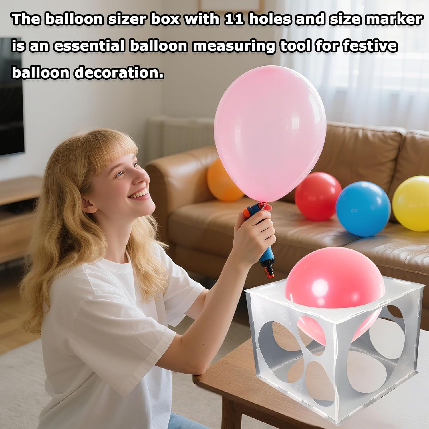 11 Holes Plastic Balloon Sizer Cube Box Collapsible 2-10 Inch Balloon Sizer Cube Boxs Size Measurement Tools V1258-DP02-A-445