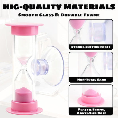 2-Pack 2 Minute Hourglass Sand Timer with Suction Cup - Unbreakable Sucker Sand Clock Timer 2 min -Plastic V1258-DP02-A-448