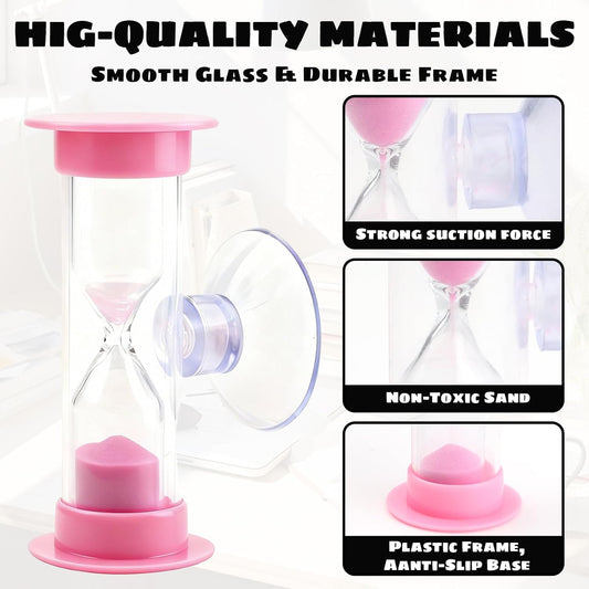 2-Pack 2 Minute Hourglass Sand Timer with Suction Cup - Unbreakable Sucker Sand Clock Timer 2 min -Plastic V1258-DP02-A-448