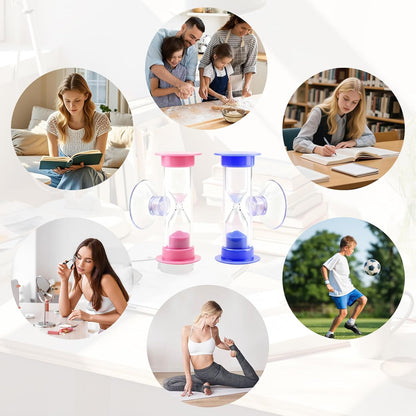 2-Pack 2 Minute Hourglass Sand Timer with Suction Cup - Unbreakable Sucker Sand Clock Timer 2 min -Plastic V1258-DP02-A-448