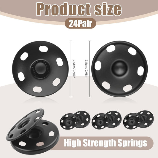 24Set 1Inch/25mm Large Sew-on Snap Buttons for Clothes - Sew on Snaps Sewing Snaps for Fabric - Metal Snaps V1258-DP02-A-450