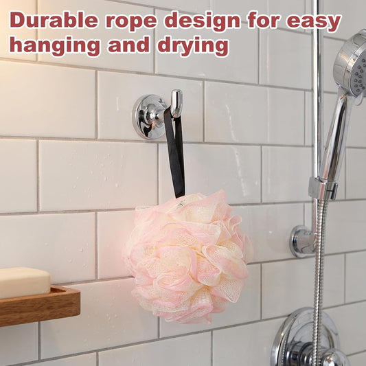 2 Pack Loofah Sponge Shower Loofahs - 2 Colors Bath Sponges Mesh Balls for Body Scrubber - Exfoliator Wash V1258-DP02-A-452