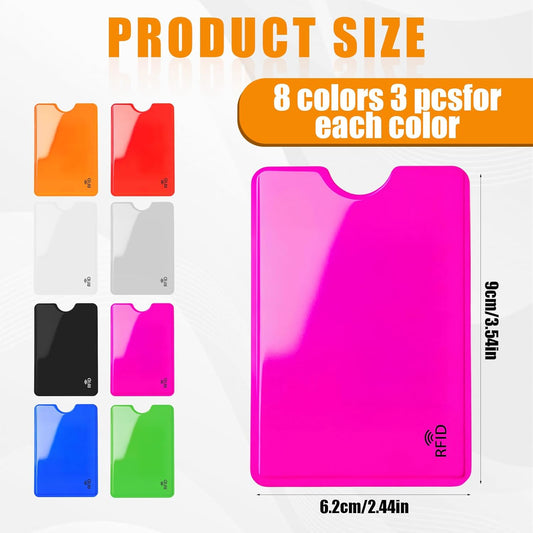24-Pack Travel RFID Blocking Sleeves - 2.48'' x 3.58'' Multicolor Identity Theft Protection Secure Cred Card V1258-DP02-A-454