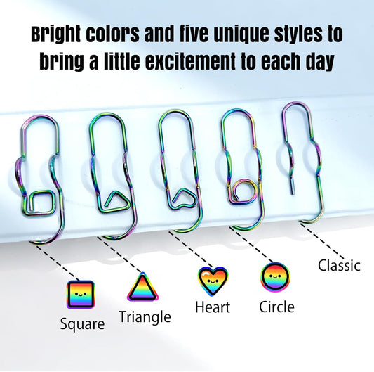 Paperclip Pen Holder, Metal Pen Clip for Notebook - 5 Pcs Iridescent Colored Pen Holder Clips for Journals, V1258-DP02-A-456