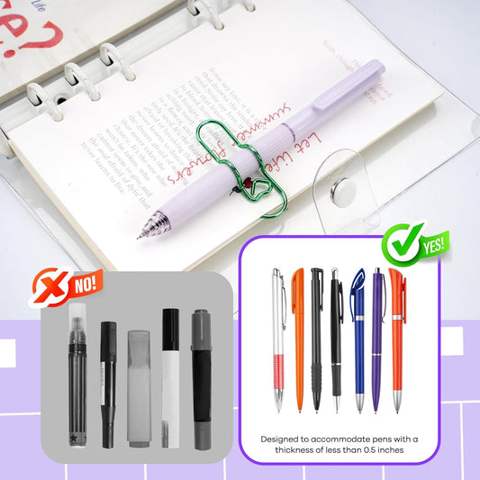 Paper Clip Pen Holder, Metal Pen Clips for Notebook - 8 Pcs Colorful Pen Clip Holder Planner Accessories, V1258-DP02-A-458