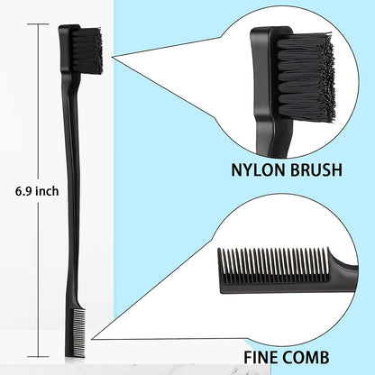3 Pcs Slick Back Hair Brush Set Bristle Brush Edge Control Teasing Comb for Women Black Hair(Black) V1258-DP02-A-46