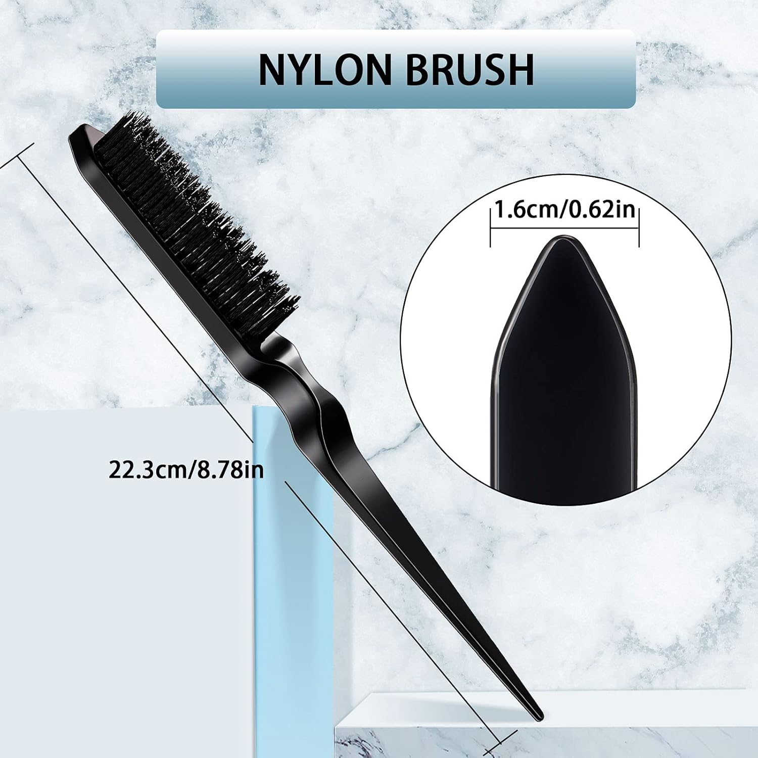 3 Pcs Slick Back Hair Brush Set Bristle Brush Edge Control Teasing Comb for Women Black Hair(Black) V1258-DP02-A-46