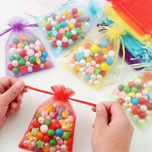 Fampery 50Pcs Premium Organza Bags Bulk - 5 Colors Drawstring Wedding Favor Bag - 4x6inch Jewelry Gift Bags V1258-DP02-A-465