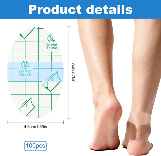 100PCS Self Adhesive Invisible Heel Anti Wear Sticker, Waterproof Transparent Thin Anti-Wear Foot Care Heel V1258-DP02-A-466