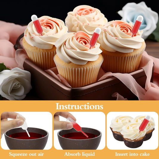 25Pcs Cupcakes Pipettes, 4ml Clear Plastic Pipettes - Transfer Liquid Pipettes Dropper for Chocolate, V1258-DP02-A-471