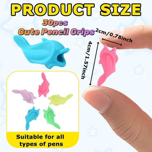 14-Pack Pencil Grips for Handwriting - 2Style (4Pcs Pen Grips w/Cushion & 10Pcs Cute Dolphin Pencil Grip) - V1258-DP02-A-474