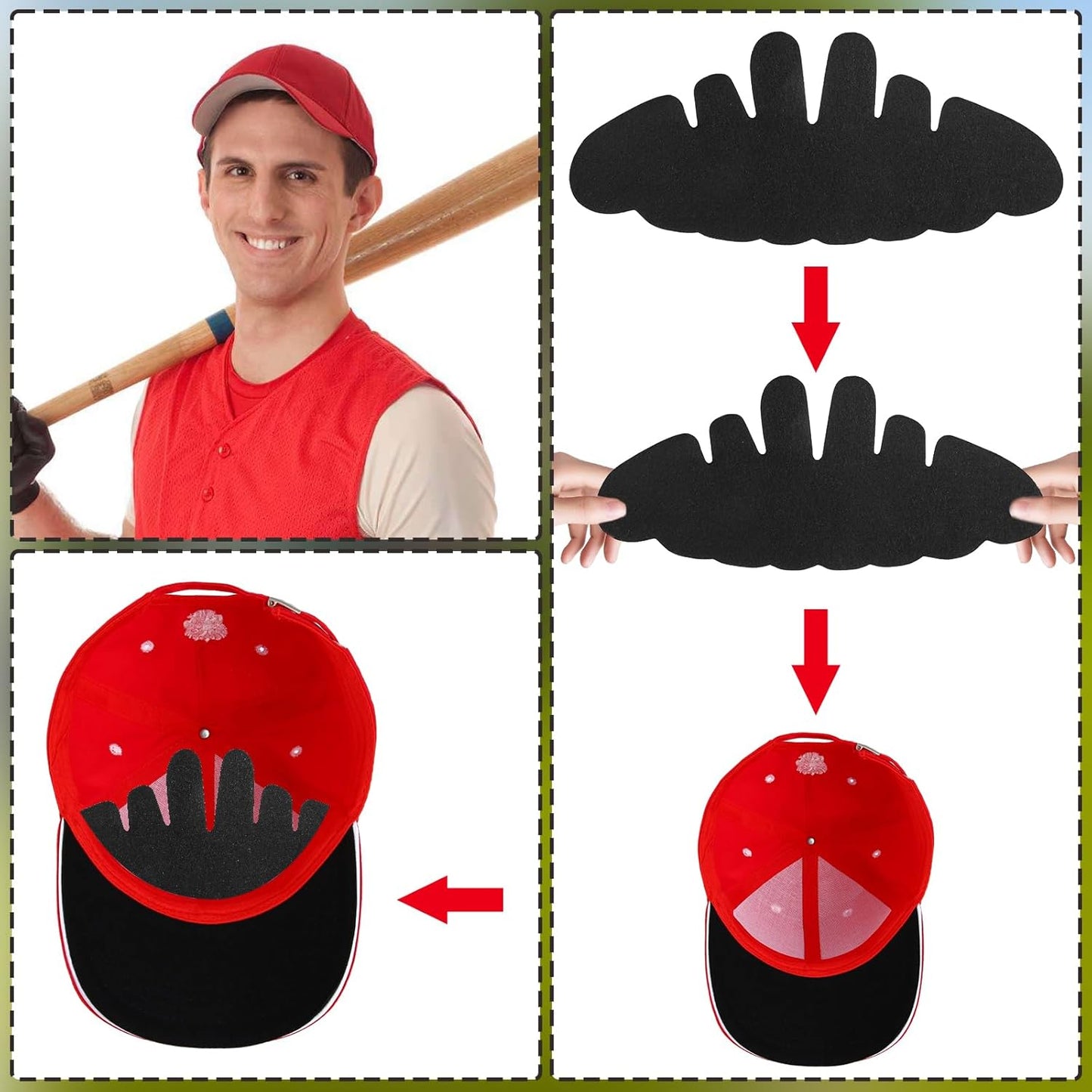 8PCS Baseball Caps Inserts - Flexible Hat Sweat Liner - Washable & Reusable Felt Hat Liners -Sweat Protection V1258-DP02-A-480