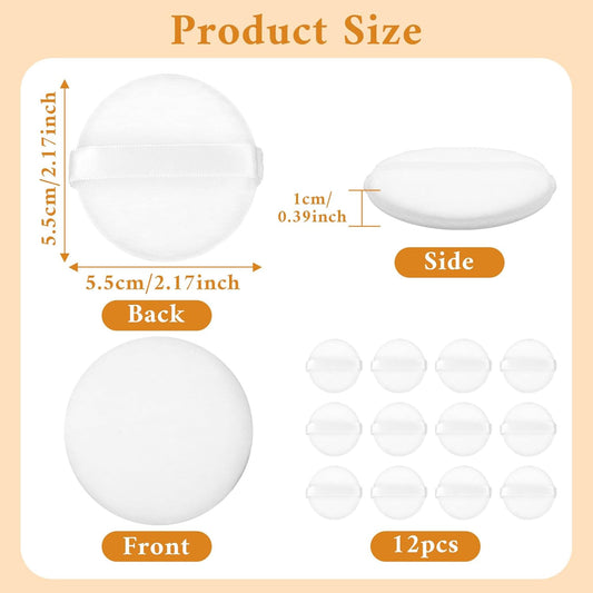 12Pcs White Makeup Puffs, 2 Inch Mini Round Setting Makeup Puffs Reusable Crystal Velvet Beauty Make up Tools V1258-DP02-A-484